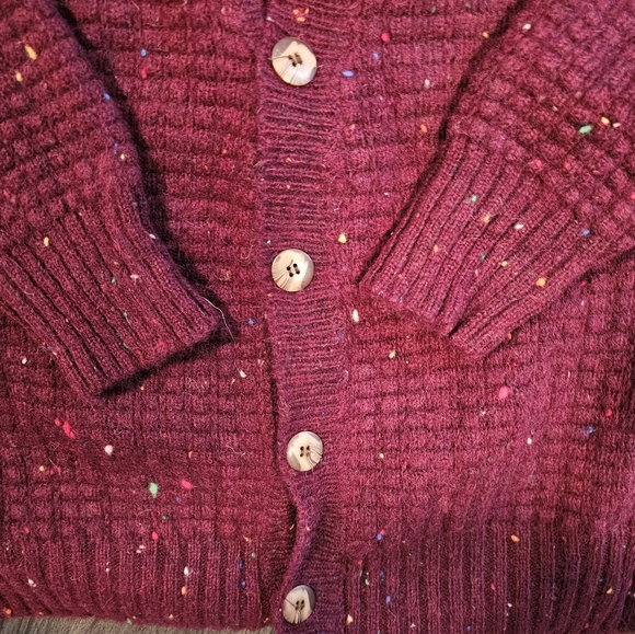 Vintage SEARS 100% Shetland Wool Cardigan, Maroon, Size Medium - Picture 4 of 6